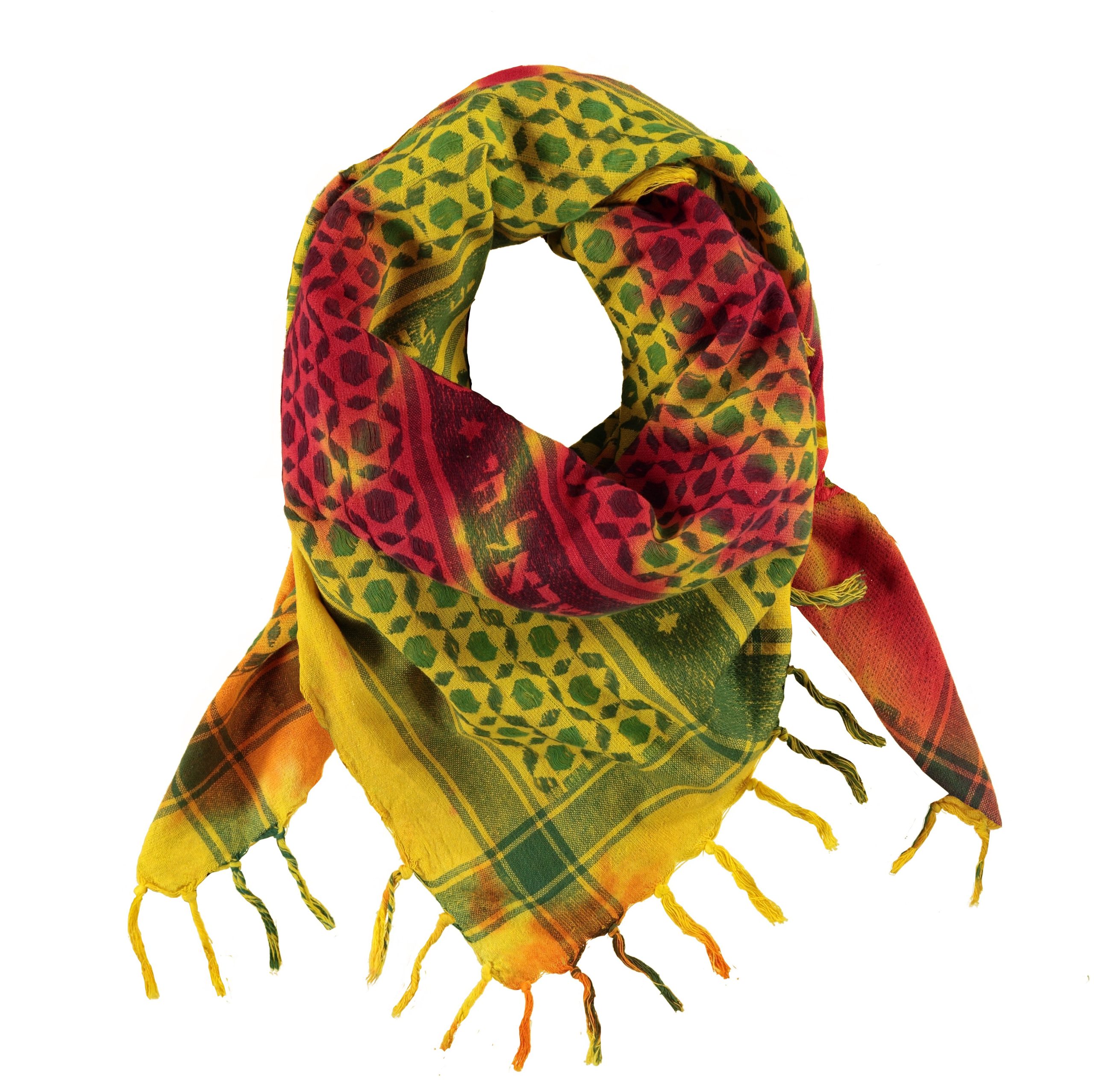 Multi Color Stole in red/green shops with fringes